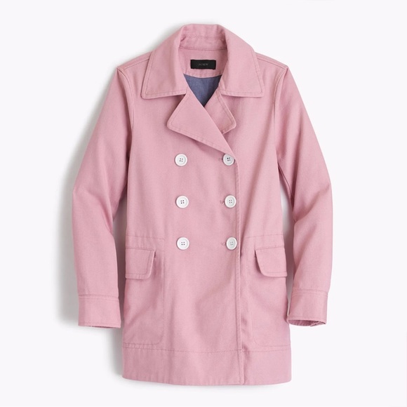 J. Crew Jackets & Blazers - J CREW Peacoat in Heavyweight Cotton Twill Jacket
Sz14 NWT $128 Pink Jean Jacket